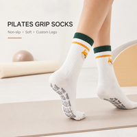 Kaos Kaki Yoga Pilates Khusus dengan Alas Silikon Anti Selip, Manset Elastis, Bahan Bernapas, Cepat Kering, Rajutan, untuk Studio Barre Dance, Unisex Dewasa, Musim Gugur