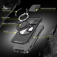 360 ° Coque de téléphone antichoc en TPU souple + PC rigide avec anneau métallique rotatif dissimulé et support de voiture pour iPhone 15 Pro Max 13 12 11 14 16 Pro Max Plus