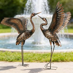 Paquete de 2 Estatuas de Garzas de Acero Inoxidable Pulido para Decoración de Jardín - Product Image 4