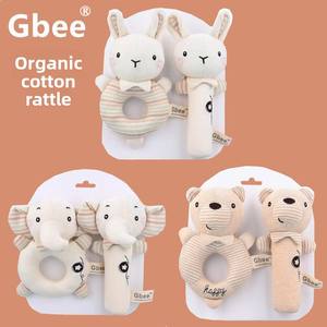 Gbee <span class=keywords><strong>Hochet</strong></span> musical apaisant en coton biologique pour bébé, jouet pour nouveau-né de 0 à 1 an, clochette à main pour bébé - Product Image 1