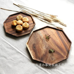 Octagonal Wooden <b>Tray</b> <b>Large</b> Small Set For Tea Coffee Fruit Serving Hotel Use Solid Color Natural Wood Design - Product Image 4