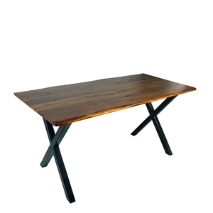 Mesa de comedor de estilo rústico, borde vivo de nogal negro sólido, 30x60x pulgadas - Product Image 4
