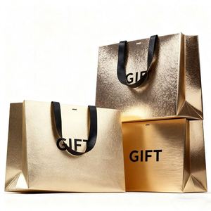 Sacs en papier kraft blanc personnalisés avec logo imprimé, en carton recyclé, avec poignées en coton, impression offset, pour vêtements et chaussures, vente en gros - Product Image 1