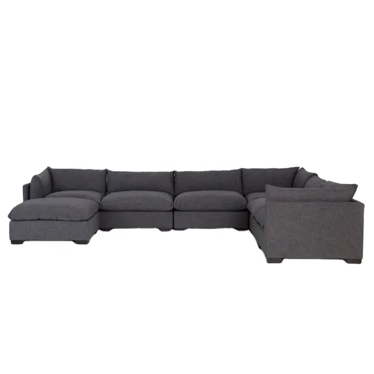 Moderne Woonkamer Meubels Naar Beneden Gevuld Overvolle L-Vormige Sectionele Bank 4 Stuk Modulaire Bank Luxe Chaise Stof Bankstel