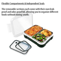 Récipient alimentaire modulaire en plastique sans BPA Boîte de séparation détachable Boîte à bento avec couvercle scellé et sac isolé pour l'école et le bureau