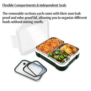 Récipient alimentaire modulaire en plastique sans BPA Boîte <span class=keywords><strong>de</strong></span> séparation détachable Boîte à bento avec couvercle scellé et sac <span class=keywords><strong>isolé</strong></span> pour l'école et le bureau - Product Image 4