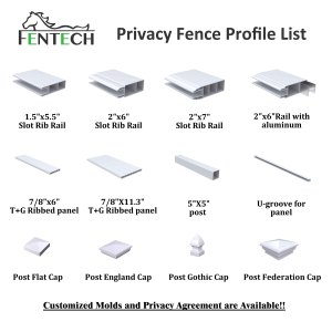 Fentech Modern White Vinyl Pikcts Top Privacy Fence PVC Plastic Garden Vila Playground Valla de vinilo Paneles para la venta - Product Image 2