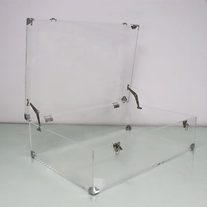Clair grande taille acrylique stockage Vintage <span class=keywords><strong>coffre</strong></span> <span class=keywords><strong>Table</strong></span> <span class=keywords><strong>coffre</strong></span> décoratif avec couvercle argent métal accessoire vêtements stockage <span class=keywords><strong>coffre</strong></span> boîte - Product Image 5