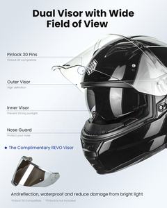 Casco de Motocicleta Integral Negro Brillante ILM, con Doble Visera de Liberación Rápida, ABS, Fibra de Vidrio, DOT, ECE, Ligero, para Todas las Estaciones, para Hombre - Product Image 4