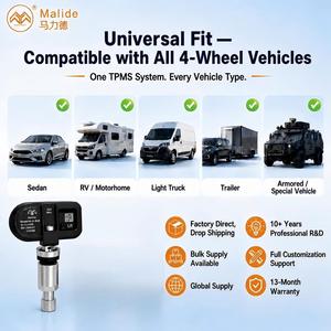 Sistema de Control de Presión de Neumáticos TPMS Malide MLD-B19 con Bluetooth, Aplicación para Android e IOS, 800kPa, 4 Sensores Internos con <span class=keywords><strong>Alarma</strong></span> Visual y Sonora - Product Image 1