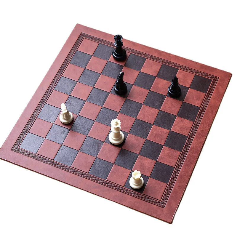 Tapete de couro PU com isolamento térmico dobrável para jogos de xadrez, tapete de xadrez dobrável dupla face, 33.7x33.7cm/13.2x13.2 Polegada