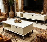 Ensemble meuble TV et table basse moderne et épuré pour petits appartements, design raffiné, meuble d'appoint sur pied