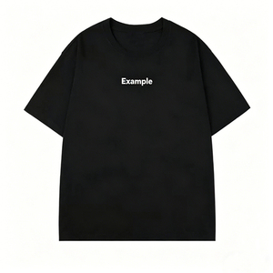 Camiseta Negra Minimalista con Estampado 'Example' para Hombre, Camiseta Casual de Algodón Suave con Cuello Redondo, Corte Holgado, Estilo Urbano para Uso Diario - Product Image 1