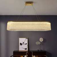 Lustre moderne simple et luxueux en cristal rectangulaire long doré en forme de goutte d'eau pour salon