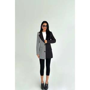 Chaqueta a cuadros bicolor negra para mujer - Product Image 2