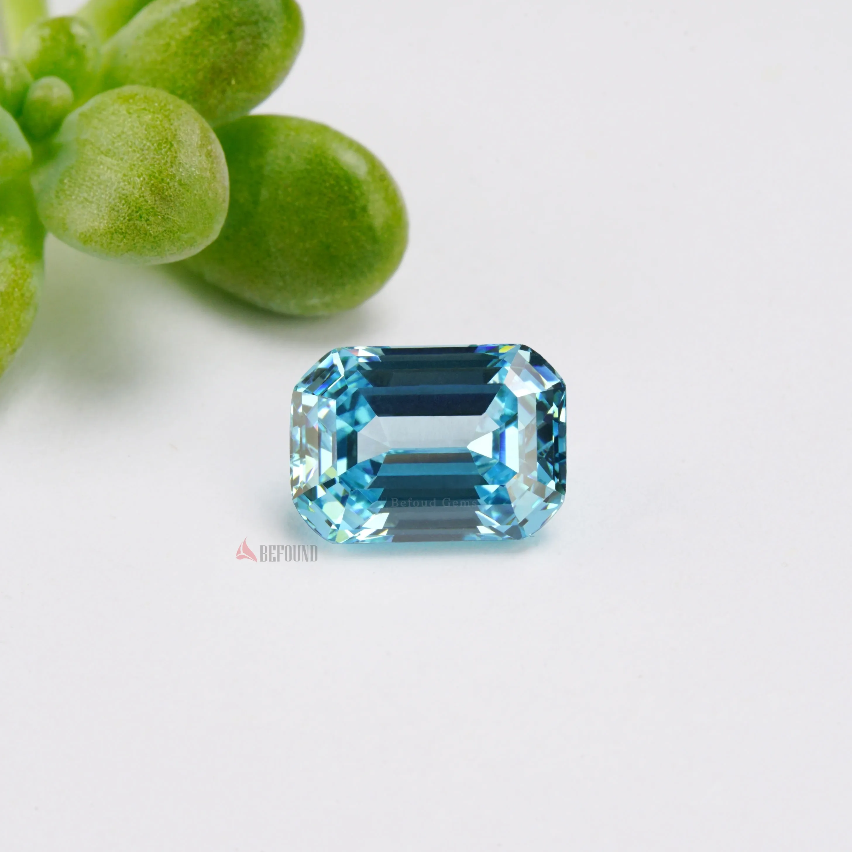 Gemas sueltas de Zirconia cúbica 0.5ct 1ct Topacio azul CZ Corte Esmeralda Zirconia cúbica sintética para ajuste de joyería