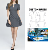 9726-Gris Robe-jupe vintage d'été coupe trapèze taille haute amincissante à pois [Greer Dian] French Polo Dot Daquin