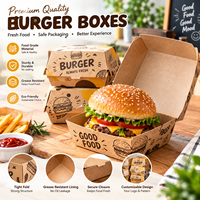 Boîtes à hamburgers en papier kraft Interpac, résistantes à la graisse, écologiques, avec logo personnalisé, fermeture magnétique, boîtes à emporter pour restaurants