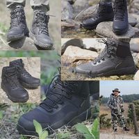 Bottes de randonnée tactiques légères, tige en maille tricotée, semelle amortie, pour le travail toute la journée, bottes de moto à lacets