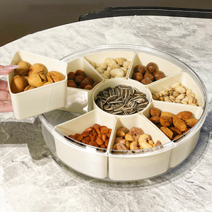 Round Dried Fruit <b>Tray</b> 8-11 Compartments Airtight Lid Food Grade Portable <b>Storage</b> Container For Snacks And Nuts - Product Image 3