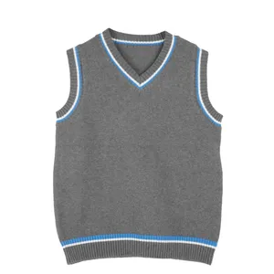 New Arrival ZHUNA 100% Cotton Sweater V Neck Sleeveless Knitted Custom Logo Sweater Vest Women