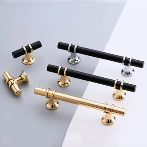 Poignées de porte modernes en alliage de zinc noir et or, poignées de meuble de cuisine, boutons de tiroir solides, quincaillerie de mobilier tendance - Product Image 2
