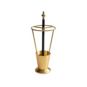 Porte-parapluie classique en laiton antique, structure artisanale en métal, support de luxe moderne pour parapluies, présentoir autoportant - Product Image 1