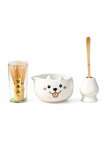 Ensemble de bol à matcha en céramique de style japonais avec chasen, motif animal mignon, boîte cadeau portable pour cérémonie du thé