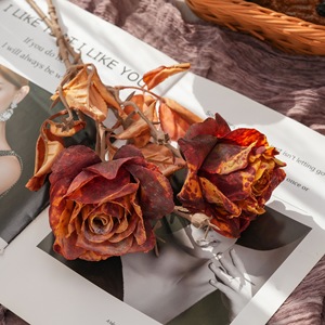 ช่อดอกกุหลาบประดิษฐ์ CallaFloral สีส้ม สีแชมเปญ สีม่วง ทำจาก PVC สำหรับตกแต่งงานแต่งงานในร่ม สไตล์งานฝีมือ - Product Image 2