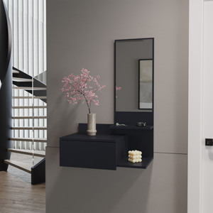 Floating Hallway Cabinet Lowell Black <b>Wall</b> <b>Shelf</b> Living Room <b>Storage</b> - Product Image 1