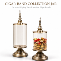 Pot de rangement en verre transparent de haute qualité, style européen, pour collection de bandes de cigares, avec couvercle en laiton antique, pour collectionneurs