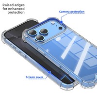 Coque de téléphone portable rigide en TPU PC transparente anti-jaunissement avec protection d'angle antichoc pour iPhone 17 Pro Max 17 Air 16 Plus