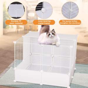 Yavru köpek küçük hayvanlar için kedi kafesi kapalı ayrılabilir kapı ile evcil hayvan kafesi <span class=keywords><strong>DIY</strong></span> yarı-kapalı kedi evi oyun parkı - Product Image 6