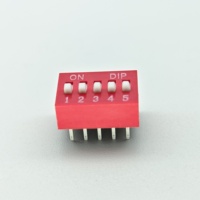 SUDA DS-VDG-05P ROUGE Pas de 2,54 mm 5 bits CMS 4 positions Conforme RoHS DPST/DPDT IP41 Matériau Cuivre 50V 0,2A Électrique