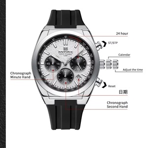 NAVIFORCE 8080 Men's Quartz Watch Luminous Hands Silicone Strap Multifunctional <b>Chronograph</b> Watch 3ATM Waterproof Gift - Product Image 3