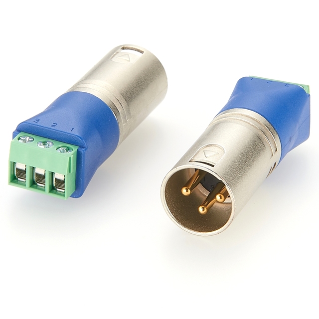 XLR 3-Pin Male to Screw Terminal Block Adapter for Audio, DMX512, Broadcasting, Industrial Signals and Testing