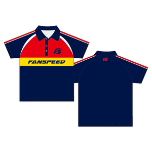 Retro Kleurblok Op Maat Gemaakte Heren Voetbal Poloshirts Navy en Rood Ademend Sportkleding - Product Image 2
