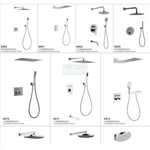 Conjunto de ducha termostática empotrada de latón pulido con grifo monomando y rociador de chorro preincrustado para hotel, tipo lluvia - Product Image 3