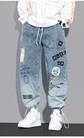 Jeune hip hop style dessin animé graffiti cordon cargo pantalon streetwear grande taille homme hommes garçon patalon homm jeans usine