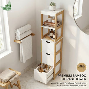 Mueble de Bambú para Sala de Estar, Torre de Almacenamiento de 5 Niveles con 3 <span class=keywords><strong>Cajones</strong></span>, Gabinete Estrecho y Práctico para Baño, Sala de Estar o Dormitorio - Product Image 3