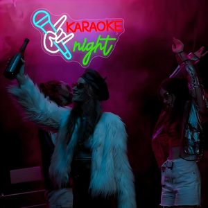 Karaoke Night Letreros Neon LED indoor hanging ambient light shop <b>sign</b> wall decoration light entrance indicator light 5V 12V - Product Image 6