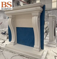 Manteau de cheminée en marbre blanc sculpté à la main, avec corniche simple et courbée en pierre calcaire, pour décoration intérieure de villa et maison