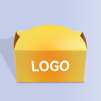 Vente flash - Boîte en papier recyclé de petite taille jaune avec logo personnalisé pour mini-beignets, gâteaux, sushis, desserts, emballage individuel