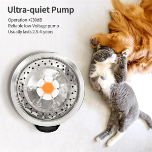 Distributeur automatique de nourriture pour chat en acier inoxydable rond et fontaine à eau automatique, bol filtrant pour l'eau potable pour chien en plastique - Product Image 6