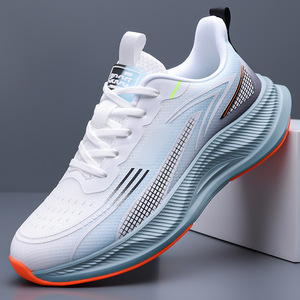 Zapatillas Deportivas Blancas de Malla con Cordones, Punta Redonda, Entresuela Transpirable de EVA, Suela de Goma, Diseño Geométrico, para Todas las Estaciones, Venta al Por Mayor - Product Image 1