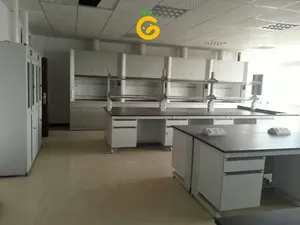 Furnitur laboratorium sains Medis Sekolah Laboratorium kabinet dan meja tahan kimia Worktop sekolah Modern