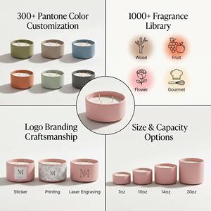 Luxury <b>Large</b> <b>3</b>-<b>wick</b> Ceramic Jar Scented Soy Wax <b>Candle</b> For Modern Home Decor Wholesale Private Label Premium Minimalist Set - Product Image 3