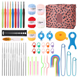 JP Portable Crochet <b>Knitting</b> Set Plastic Yarn Handmade Sewing Tools DIY Needlework <b>Kit</b> with Storage Bag - Product Image 1