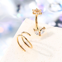 Toposh Fels Schmetterling Blume klar CZ Labret Knorpel Tragus Daith Bauchnabel Bauchnabel 14K Massivgold Nase Ring Nagel Piercing-Schmuck