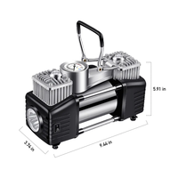Double Cylinder Heavy Duty Tire Inflator Portable Sliver+black Car Tyre 12V air Compressor for Car Tire Pump